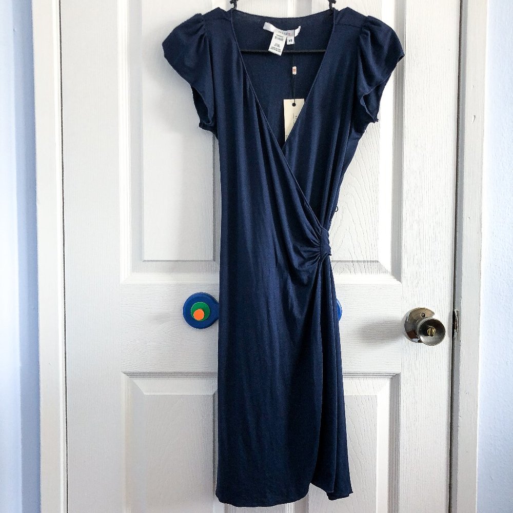 Studio M Wrap Dress - Navy Blue, Size XS